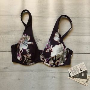 NWT Piha Plunge Bikini Top New Botanical Bra Sized